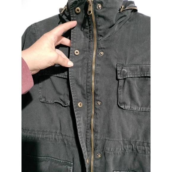 Steve Madden black utility coat with zippered hood lots of pockets woman medium - Picture 3 of 8